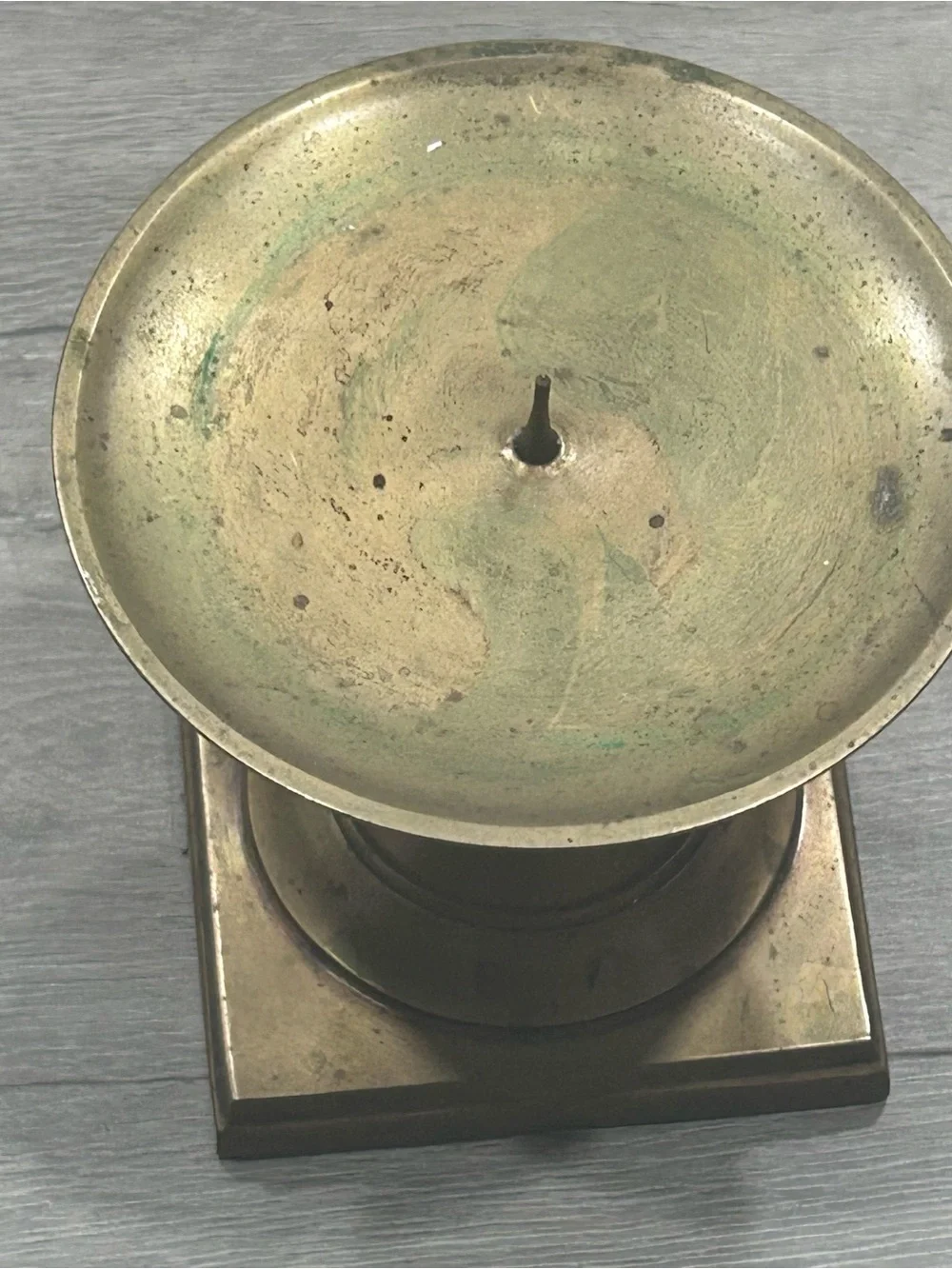 Vintage Andrea by Sadek Brass Pillar Candle Holder Square Base